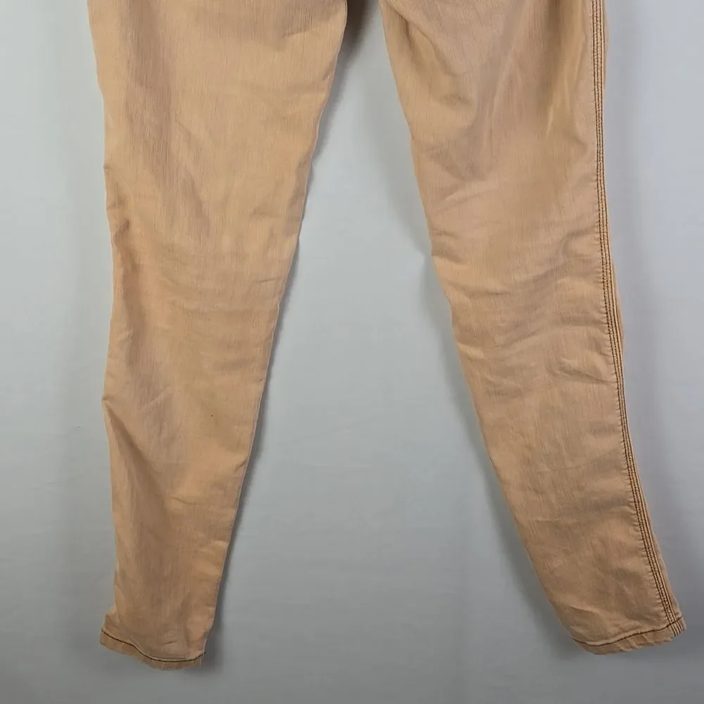 Free People Women's Tan‎ Low Rise Denim Jeans Tapered Spring Boho Skinny Sz 28